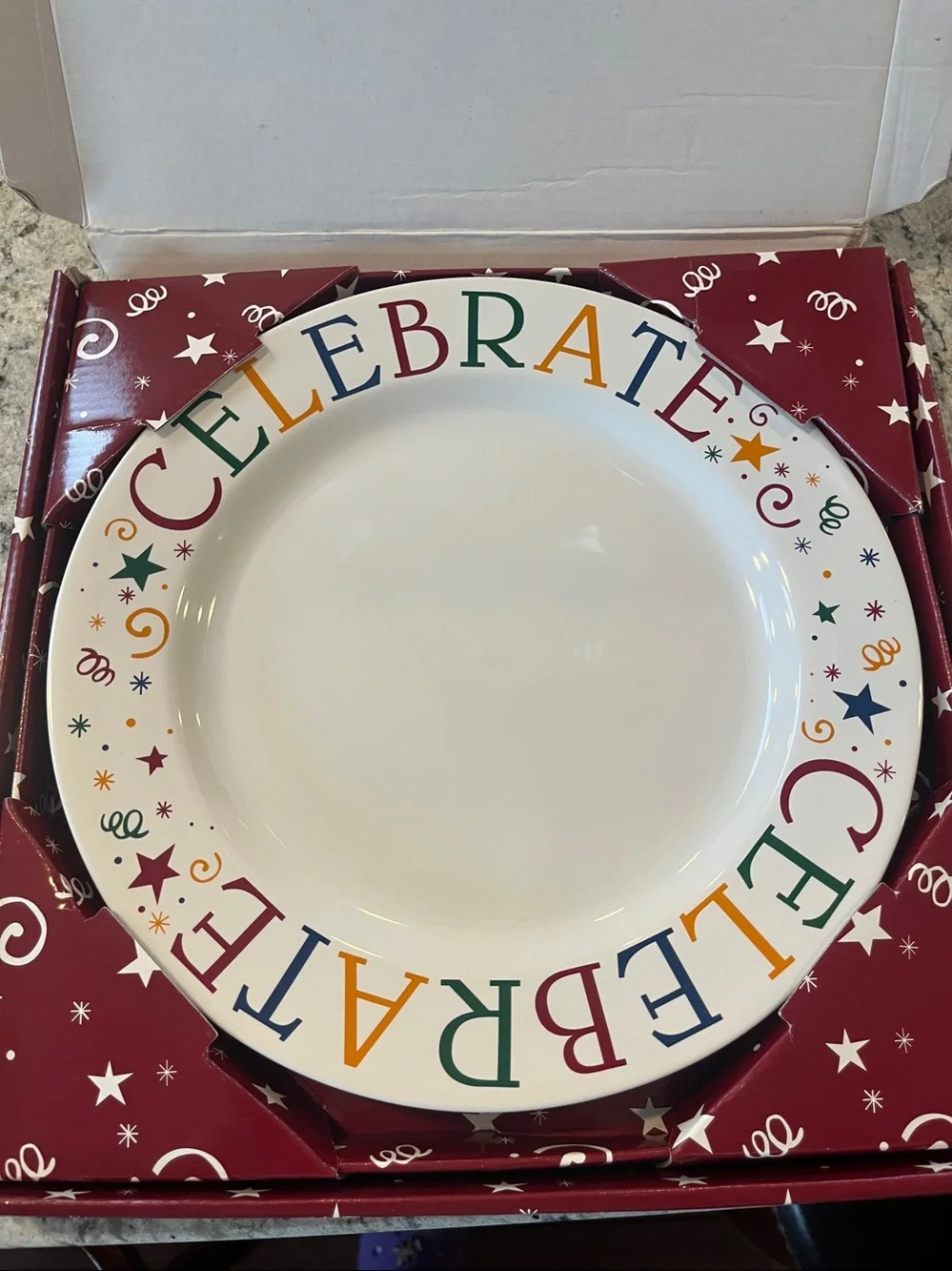 Pampered Chef Celebrate Plate- 11” in original box w/sticker & memory sheet